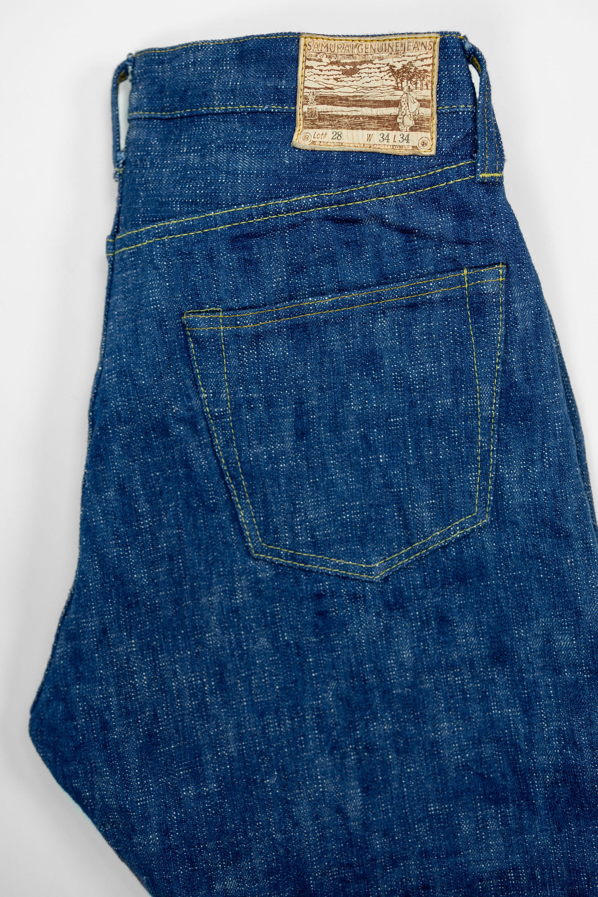 Samurai S211XX17oz-SLB Relax Tapered Jeans - "Murakumo" 17oz Slub - Back Pocket Detail