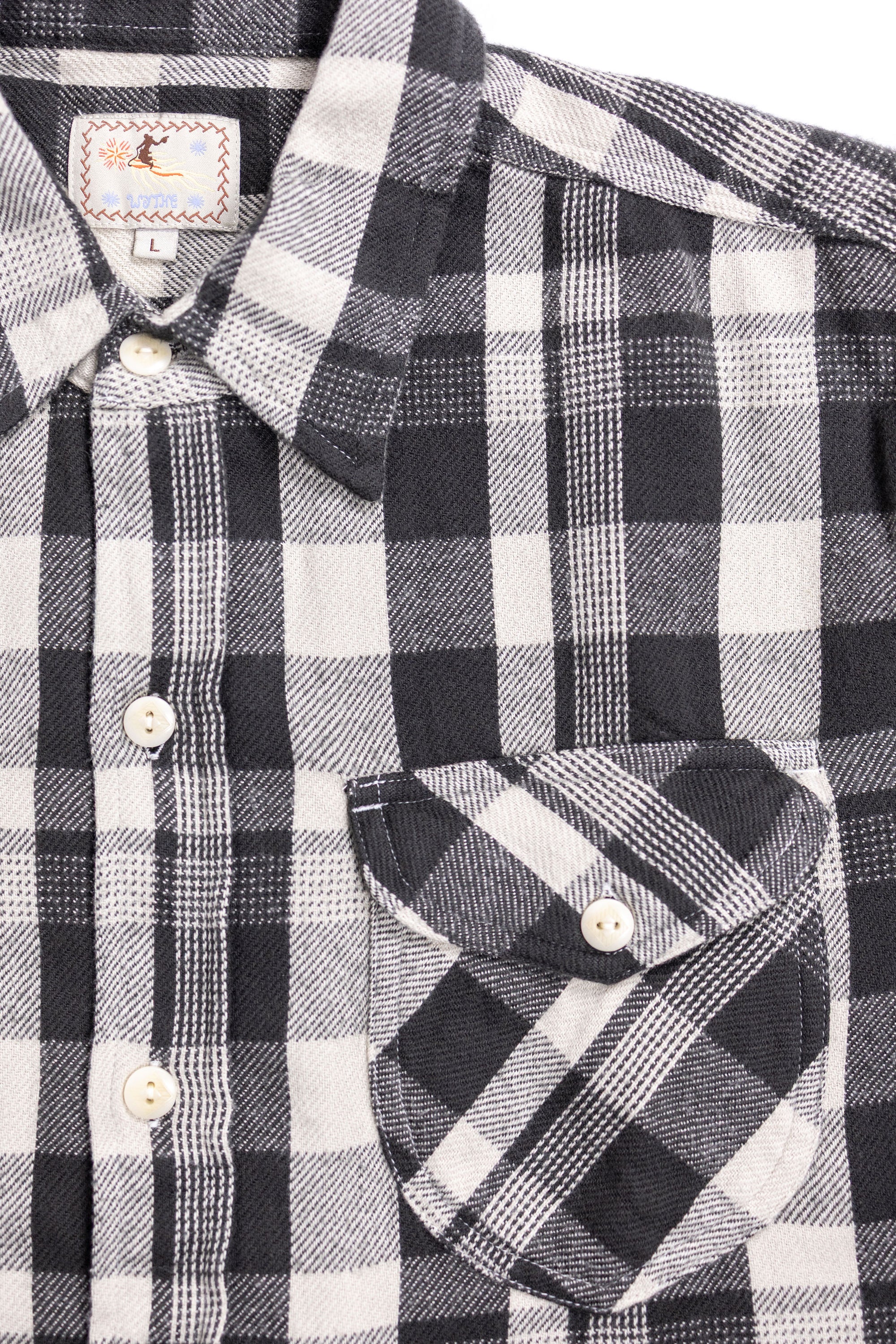 Wythe Washed Flannel Workshirt - Night Pitch - Front View Details