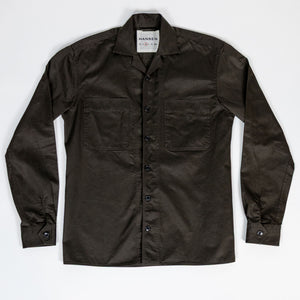 Hansen Garments Steffen Shirt Jacket - Coffee Drill - product shot - front facing - white background