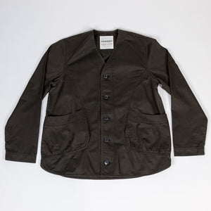 Hansen Garments Bernard Flight Jacket - Coffee Drill - product shot  laid on back - white background
