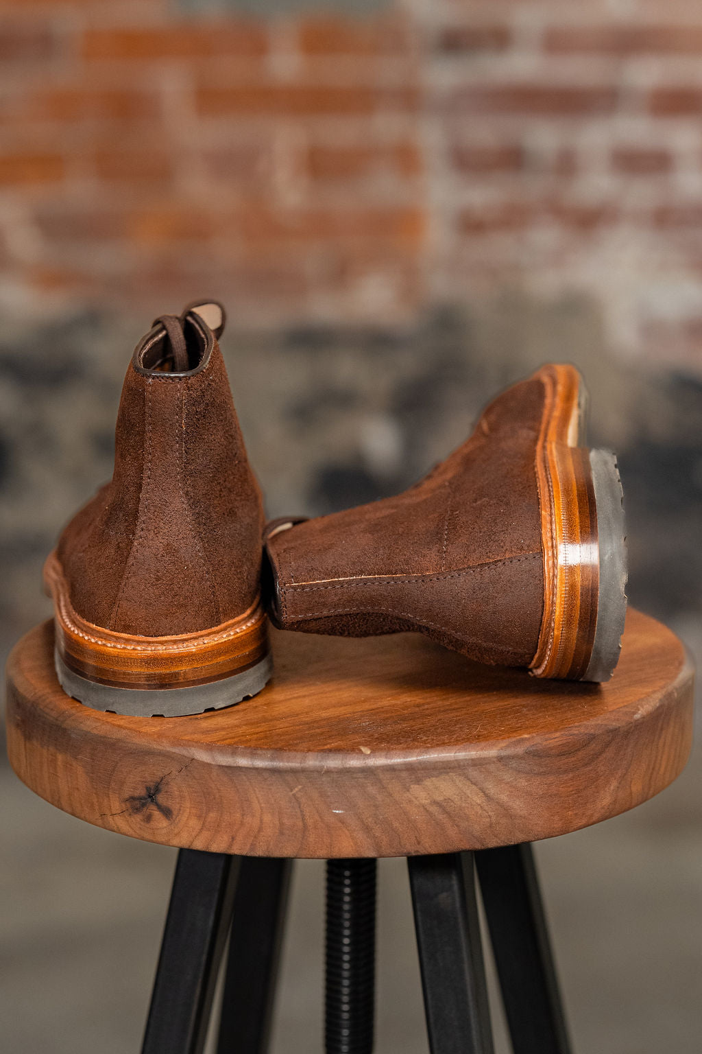 alden mocc toe boots - back view