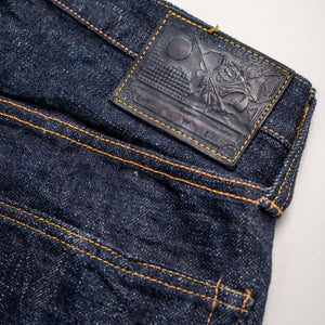 Samurai S211AX Ai Benkei - 18oz Natural Indigo Relaxed Tapered Denim - back patch detail