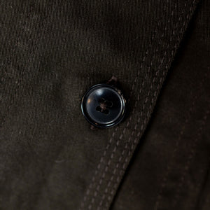 Hansen Garments Steffen Shirt Jacket - Coffee Drill - product shot - front facing - white background - detail shot of button
