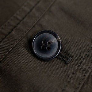 Hansen Garments Bernard Flight Jacket - Coffee Drill - product shot  - close up of button
