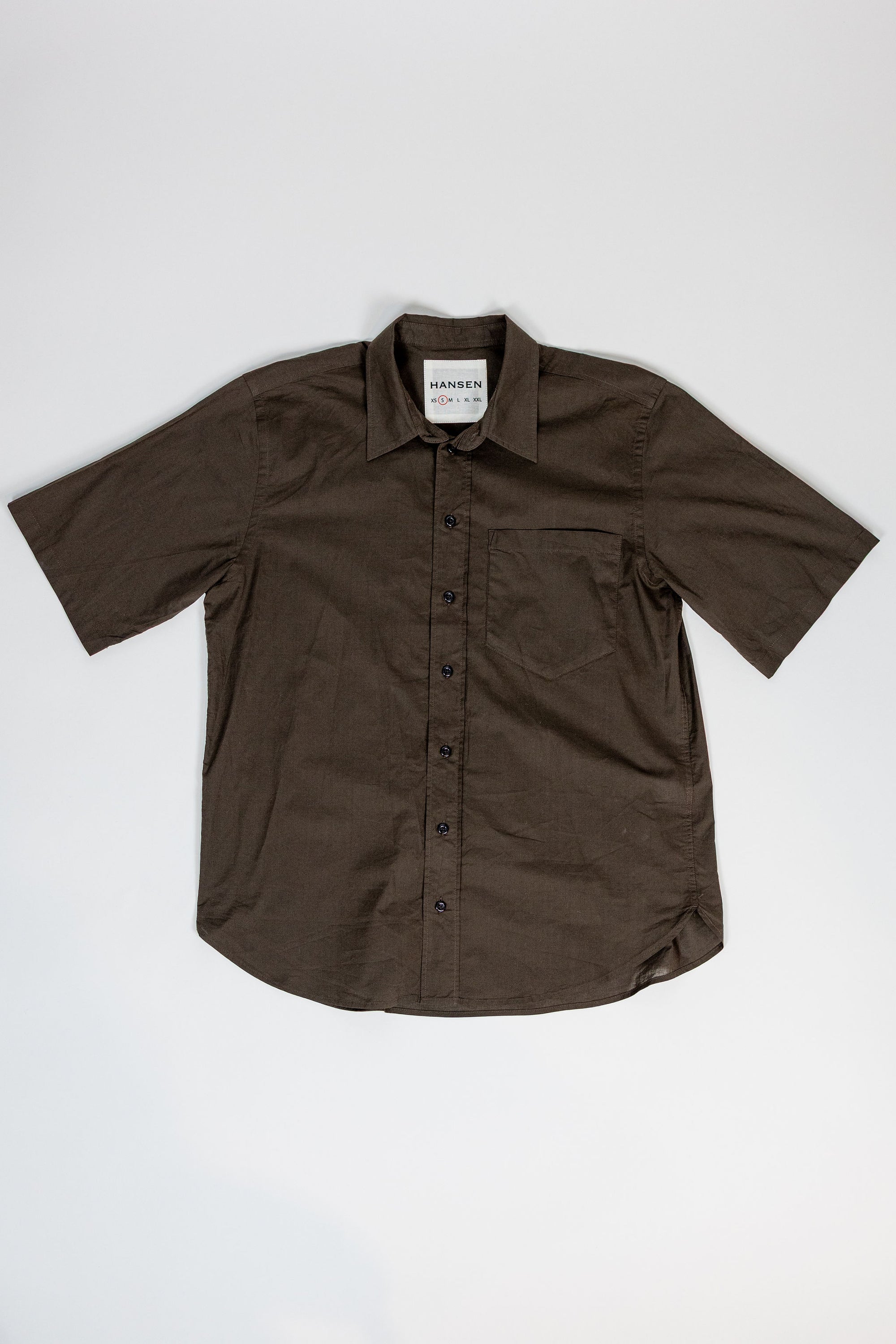 Hansen Garments Reidar Short Sleeve Shirt - Chocolate - product shot - front facing - white backdrop