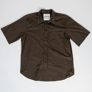 Hansen Garments Reidar Short Sleeve Shirt - Chocolate - product shot - front facing - white backdrop