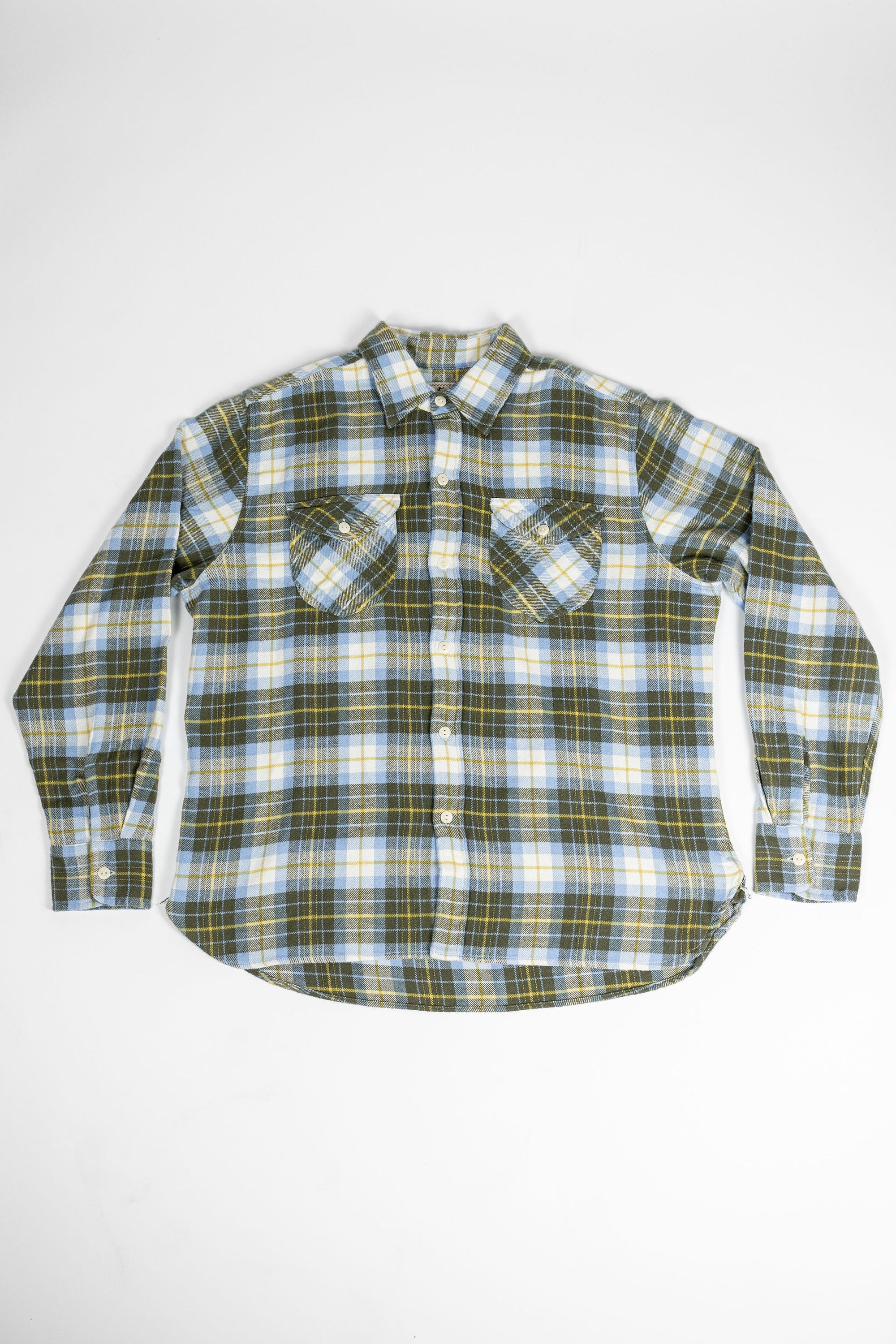 Wythe Washed Flannel Workshirt - Gold Ravine - Front View Flat lay