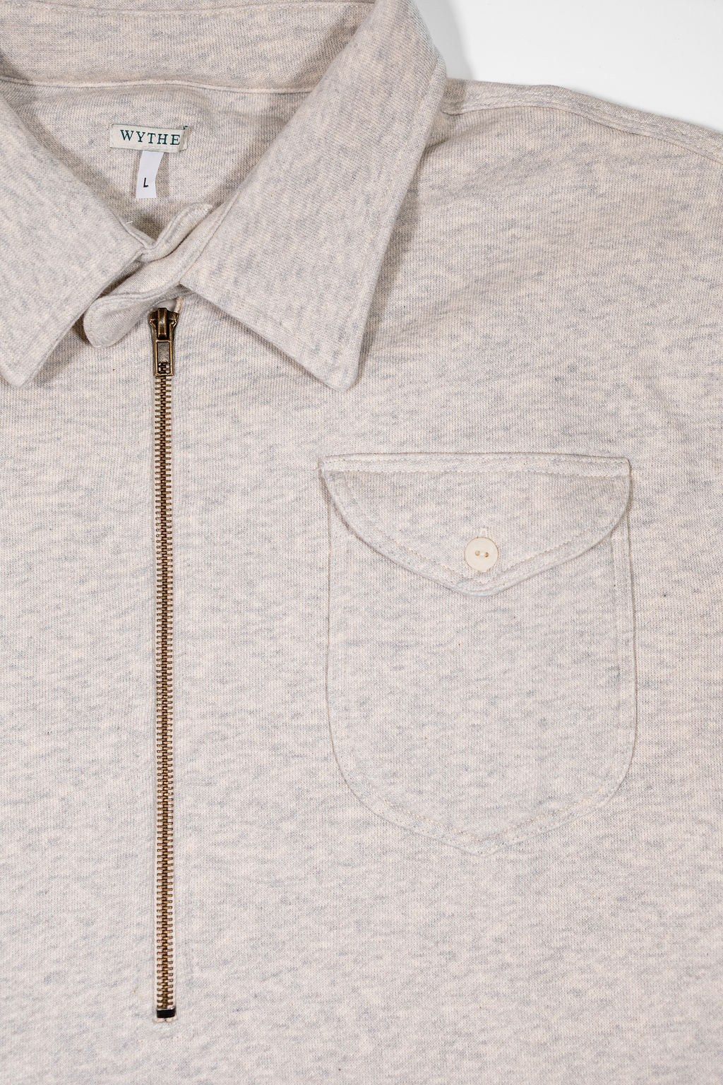 Wythe Grey Quarterzip - Front Shot Pocket Detail