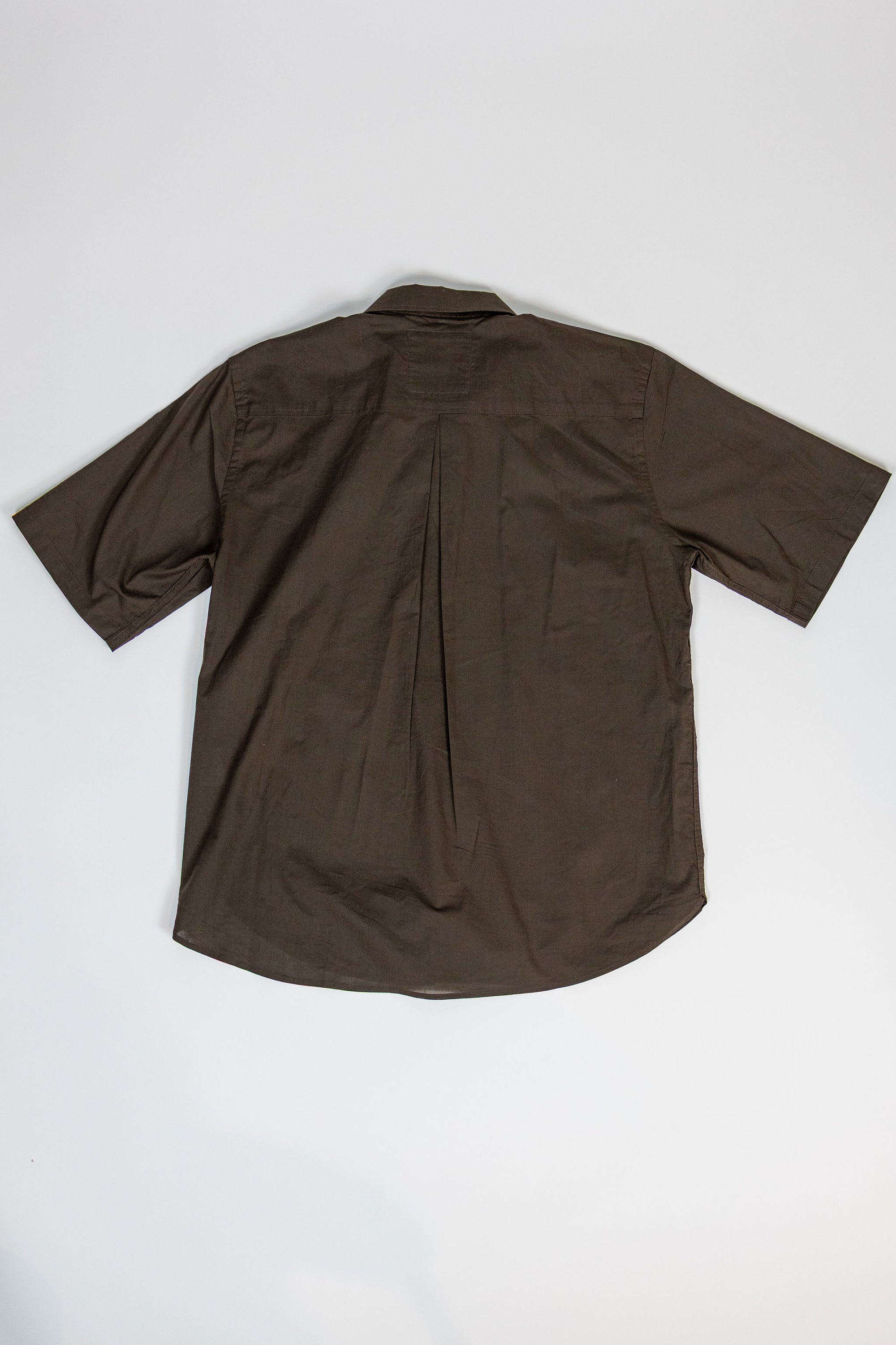 Hansen Garments Reidar Short Sleeve Shirt - Chocolate - product shot - back facing - white backdrop