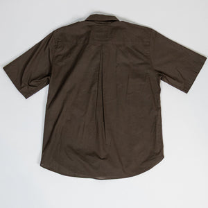 Hansen Garments Reidar Short Sleeve Shirt - Chocolate - product shot - back facing - white backdrop