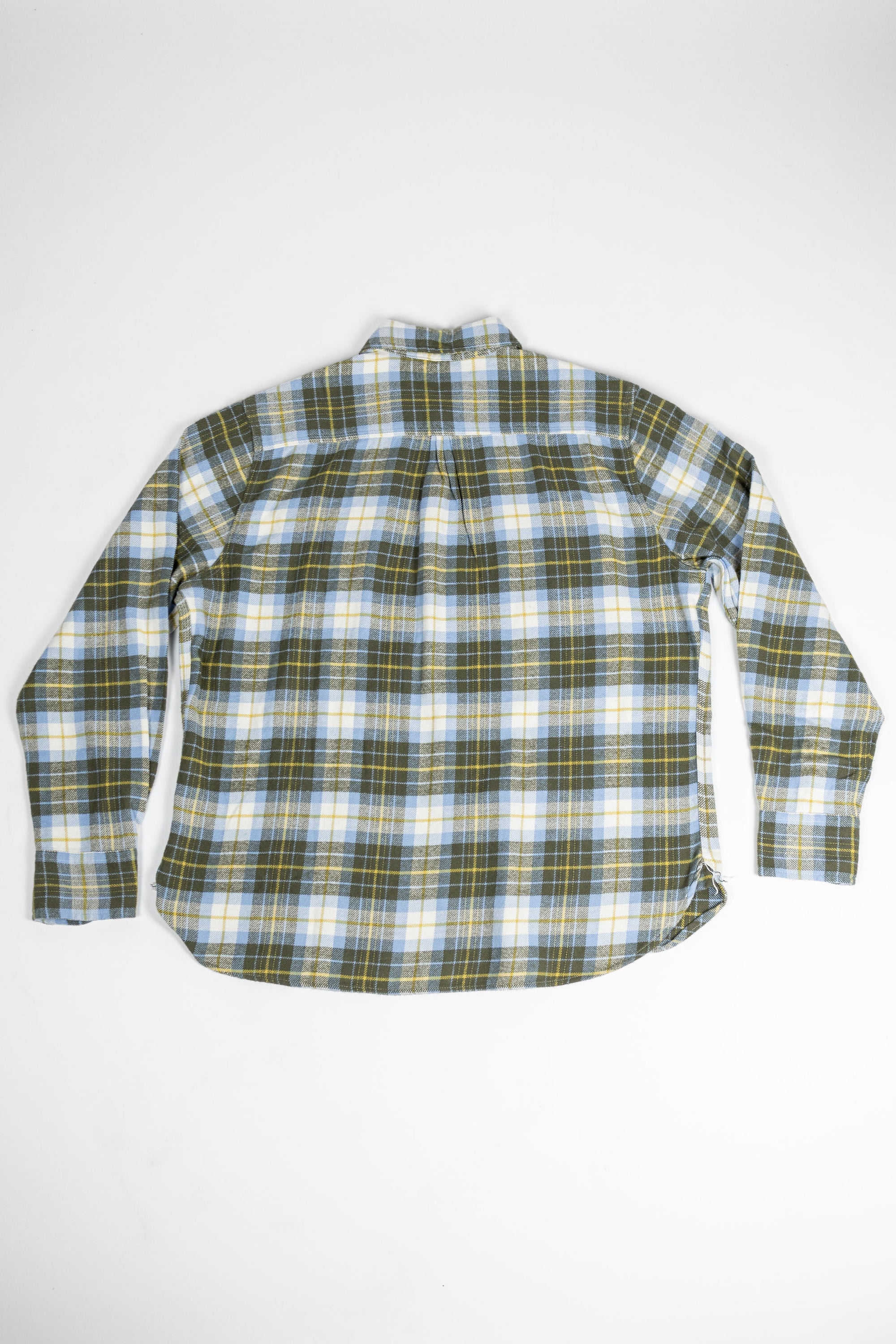 Wythe Washed Flannel Workshirt - Gold Ravine - Back View Flat Lay