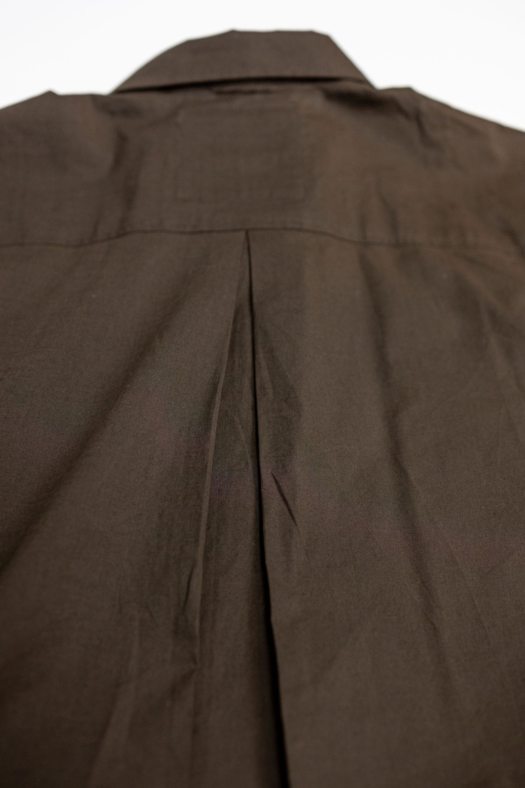 Hansen Garments Reidar Short Sleeve Shirt - Chocolate - product shot - back facing - collar and back of shirt detail