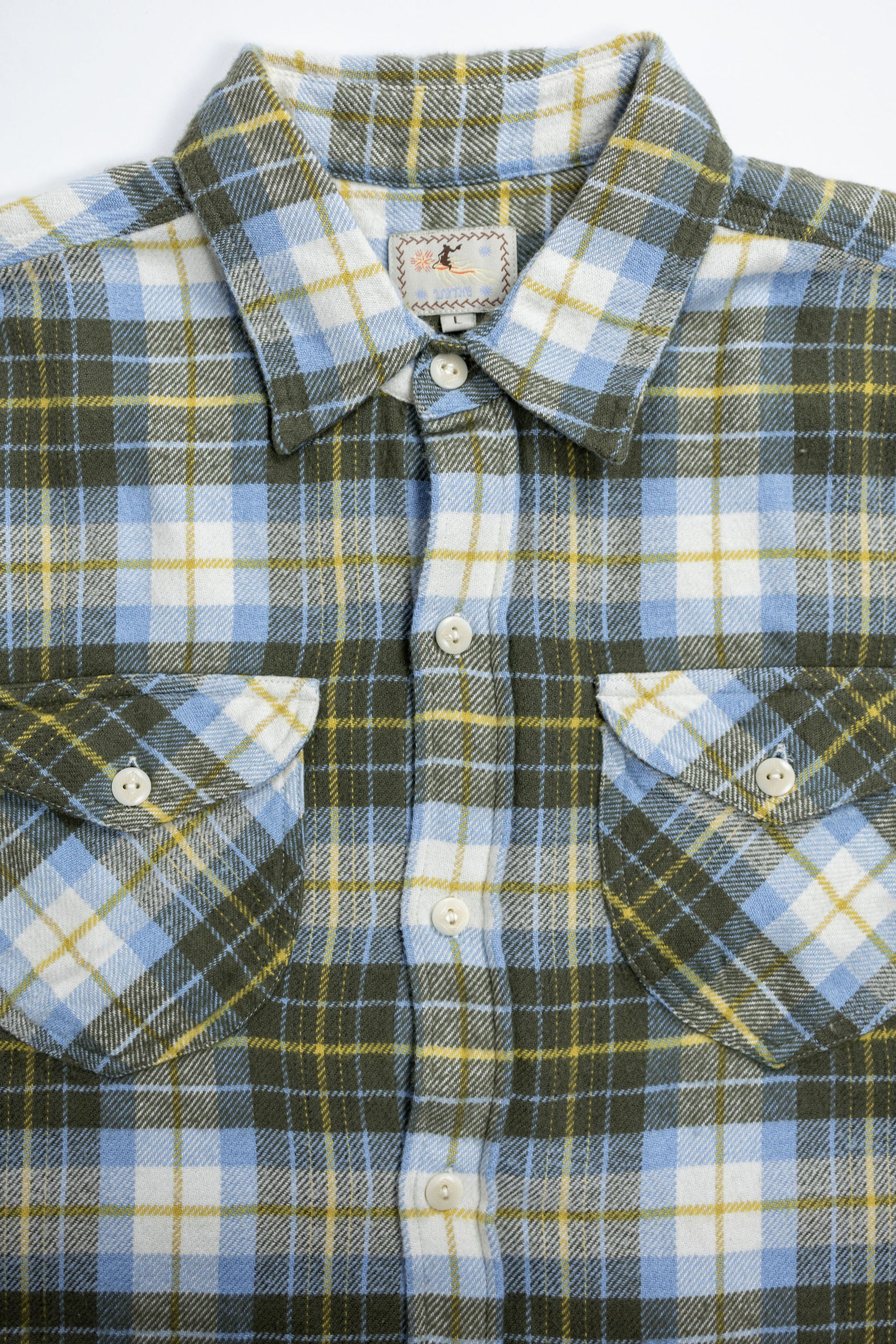 Wythe Washed Flannel Workshirt - Gold Ravine - Front View Details