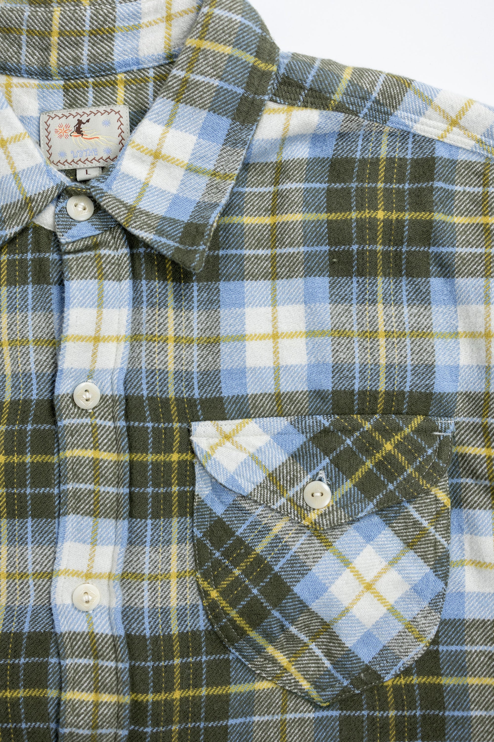 Wythe Washed Flannel Workshirt - Gold Ravine - Front View Details
