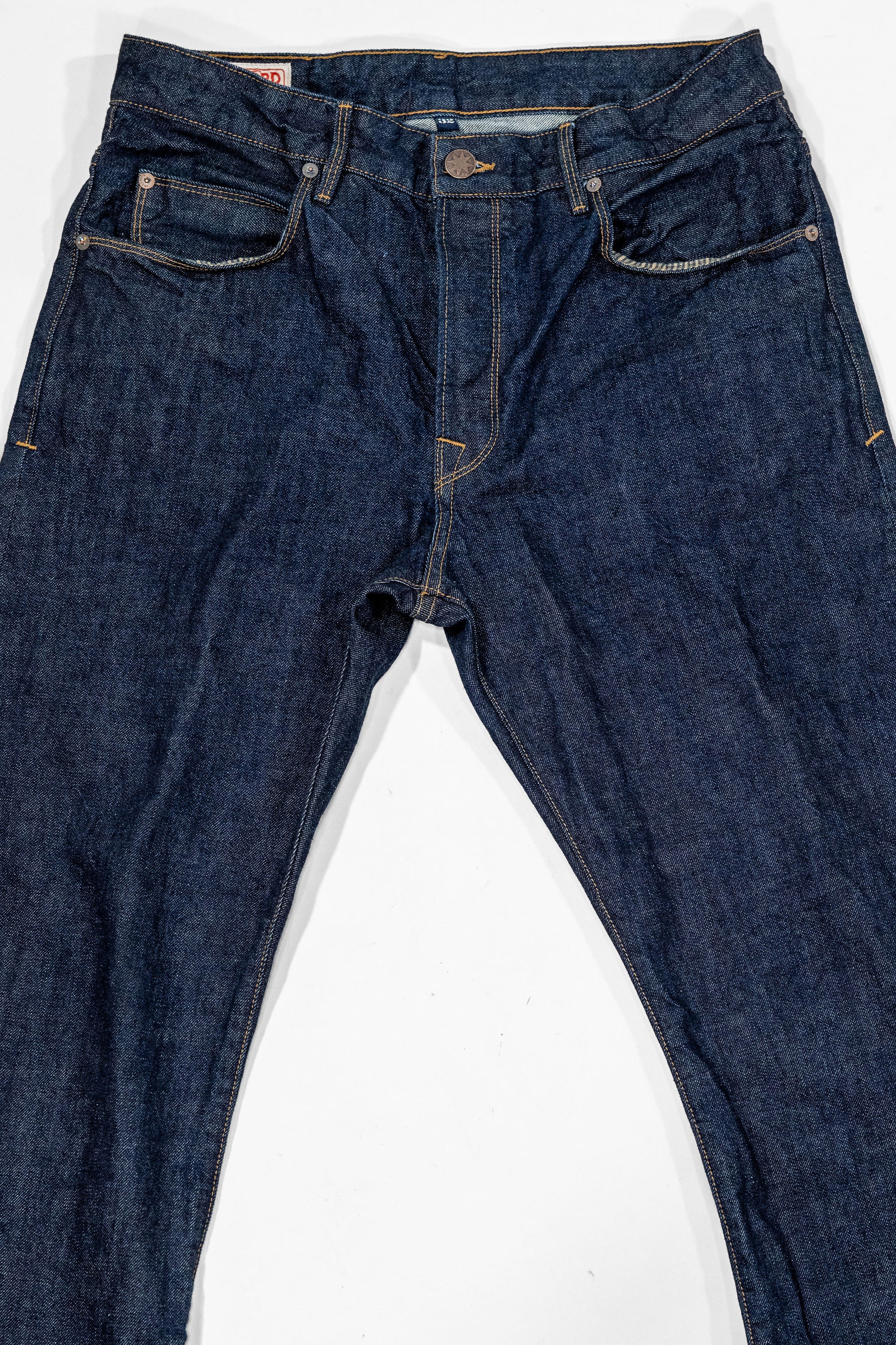 Freenote Cloth Belford - 14oz 50's Denim Rinsed. laid on back