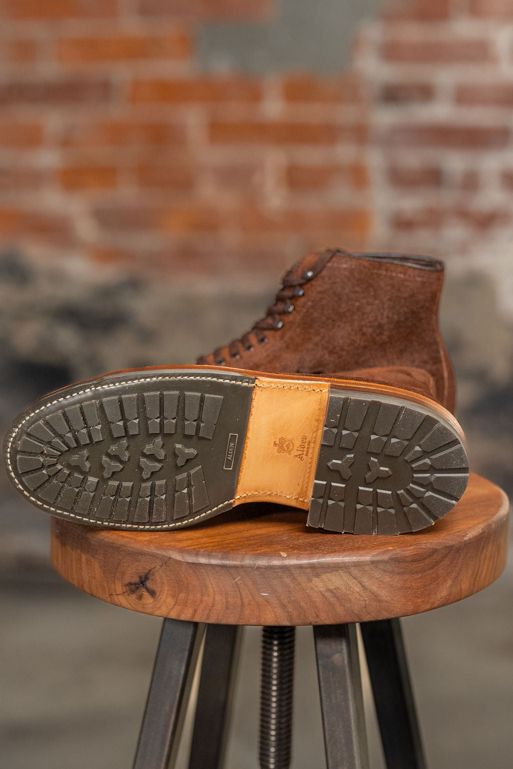 alden mocc toe boots - view of sole 
