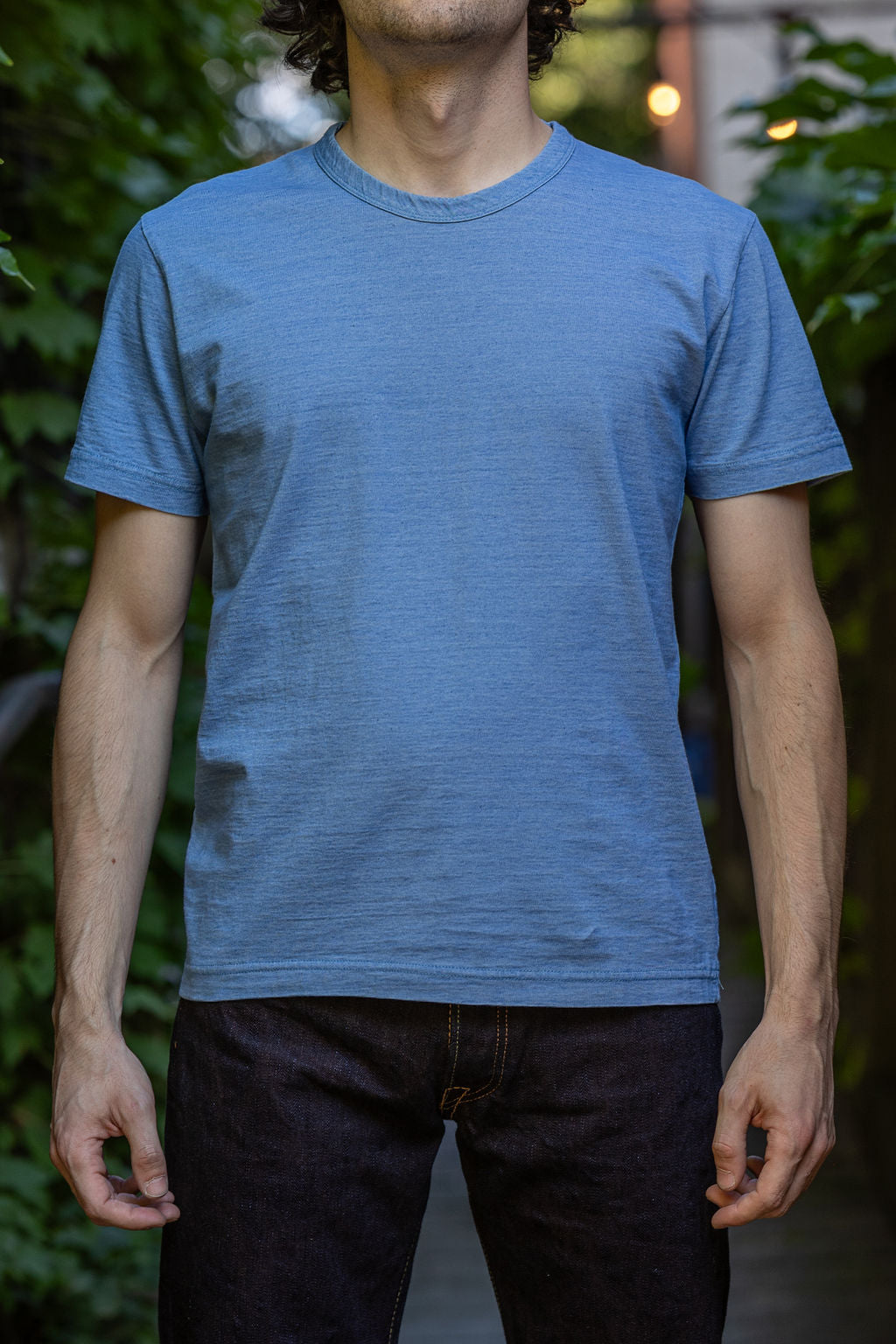 Pure Blue Japan SS-5011-P Indigo Jersey Crew Neck T-shirt - Pale Indigo