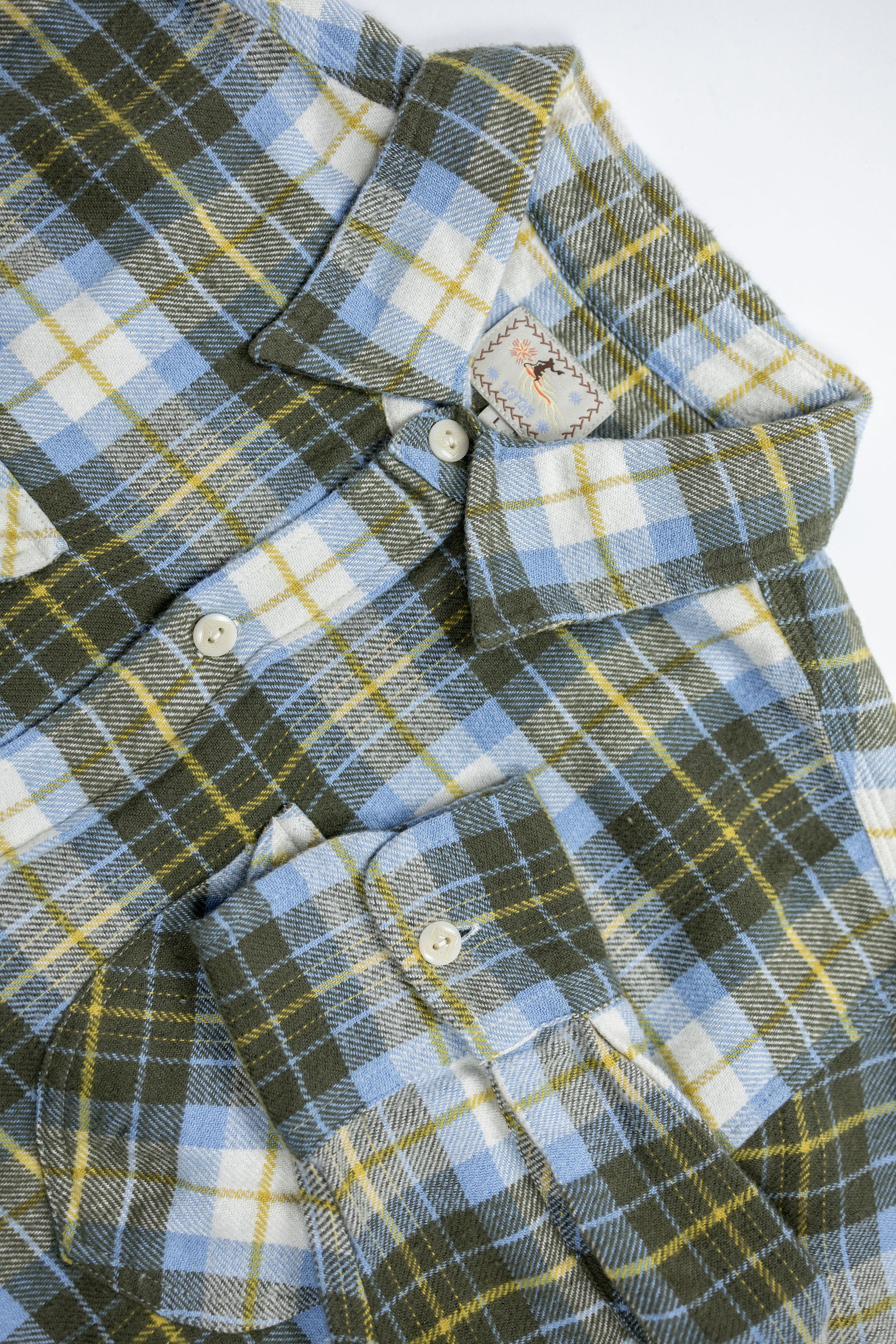 Wythe Washed Flannel Workshirt - Gold Ravine - Front View Details