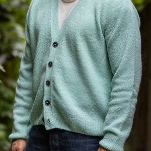 Hansen Garments Leander Classic Cardigan - Mint - model shot - side facing
