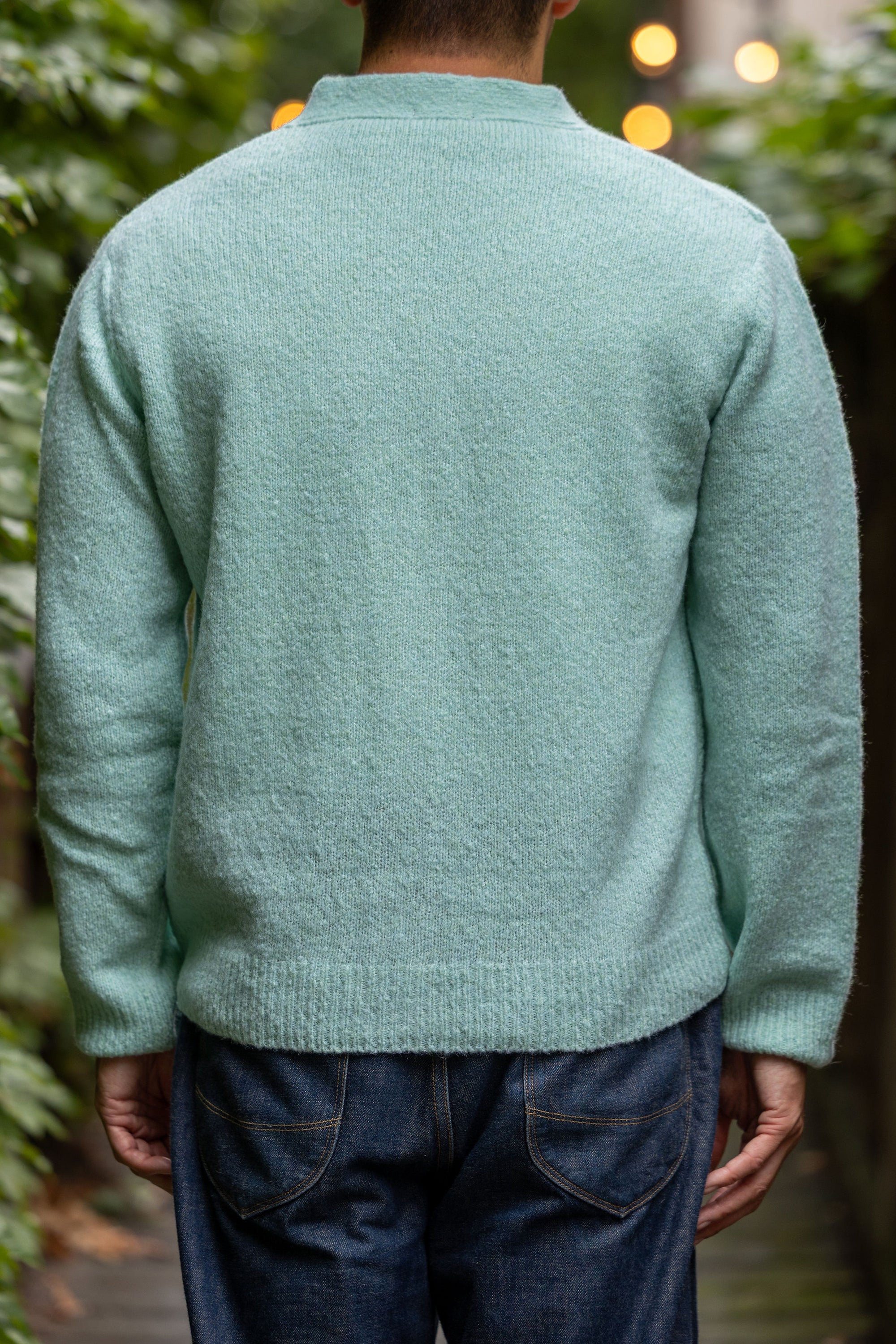 Hansen Garments Leander Classic Cardigan - Mint - model shot - back facing