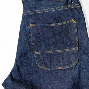 Freenote Cloth Belford - 14oz 50's Denim Rinsed. laid on side showing back pocket