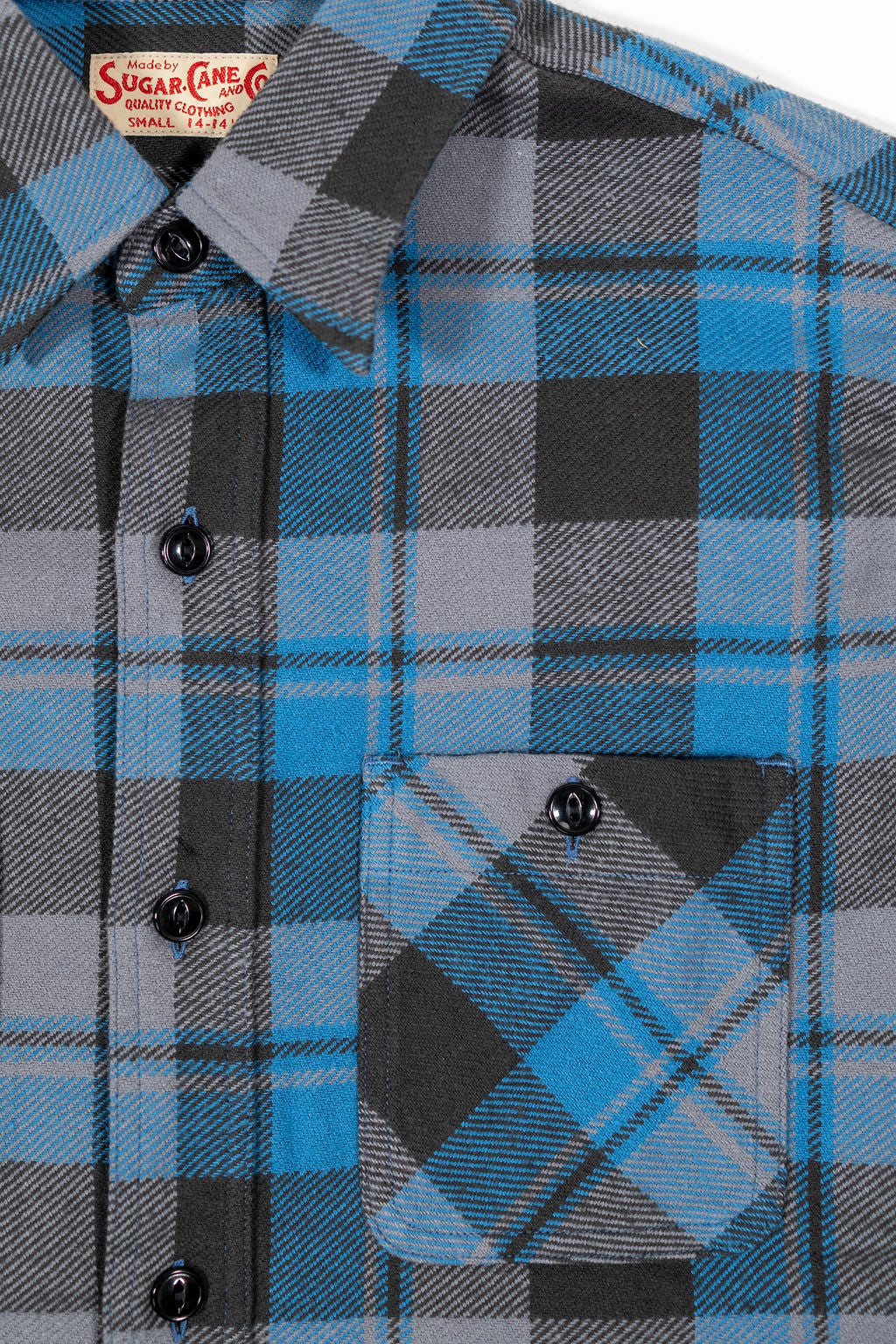 Sugar Cane Lot No. SC29558 Twill Check Work Shirt - Blue