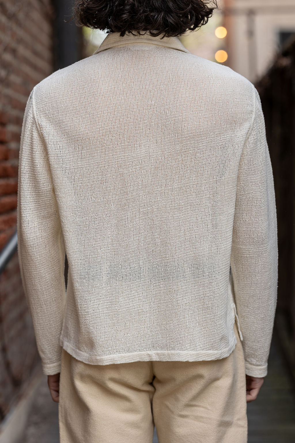 3sixteen Loop Collar Shirt - Ecru Mesh