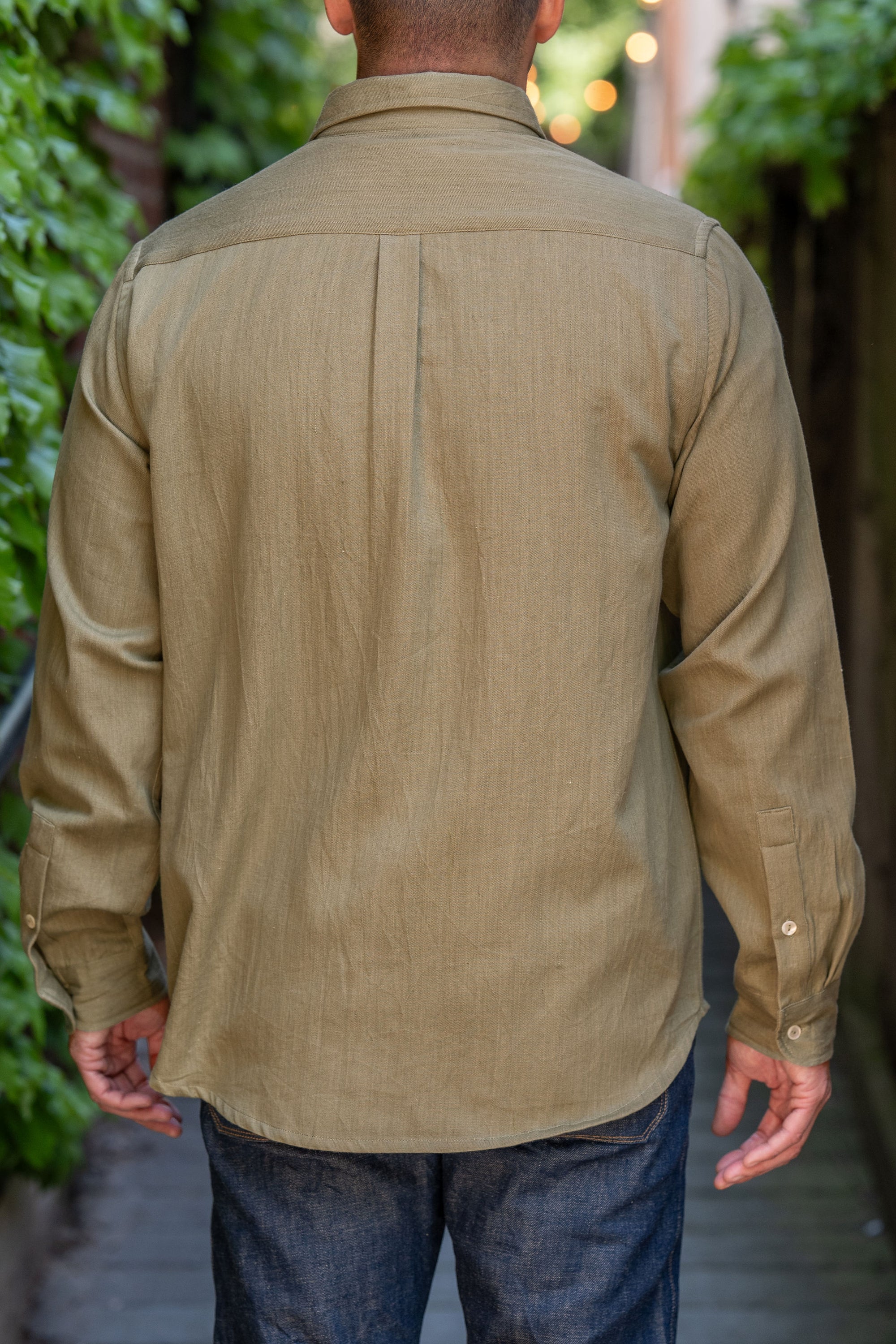 Indi + Ash Matty Shirt Lightweight Handwoven Denim - Myrobalan Green