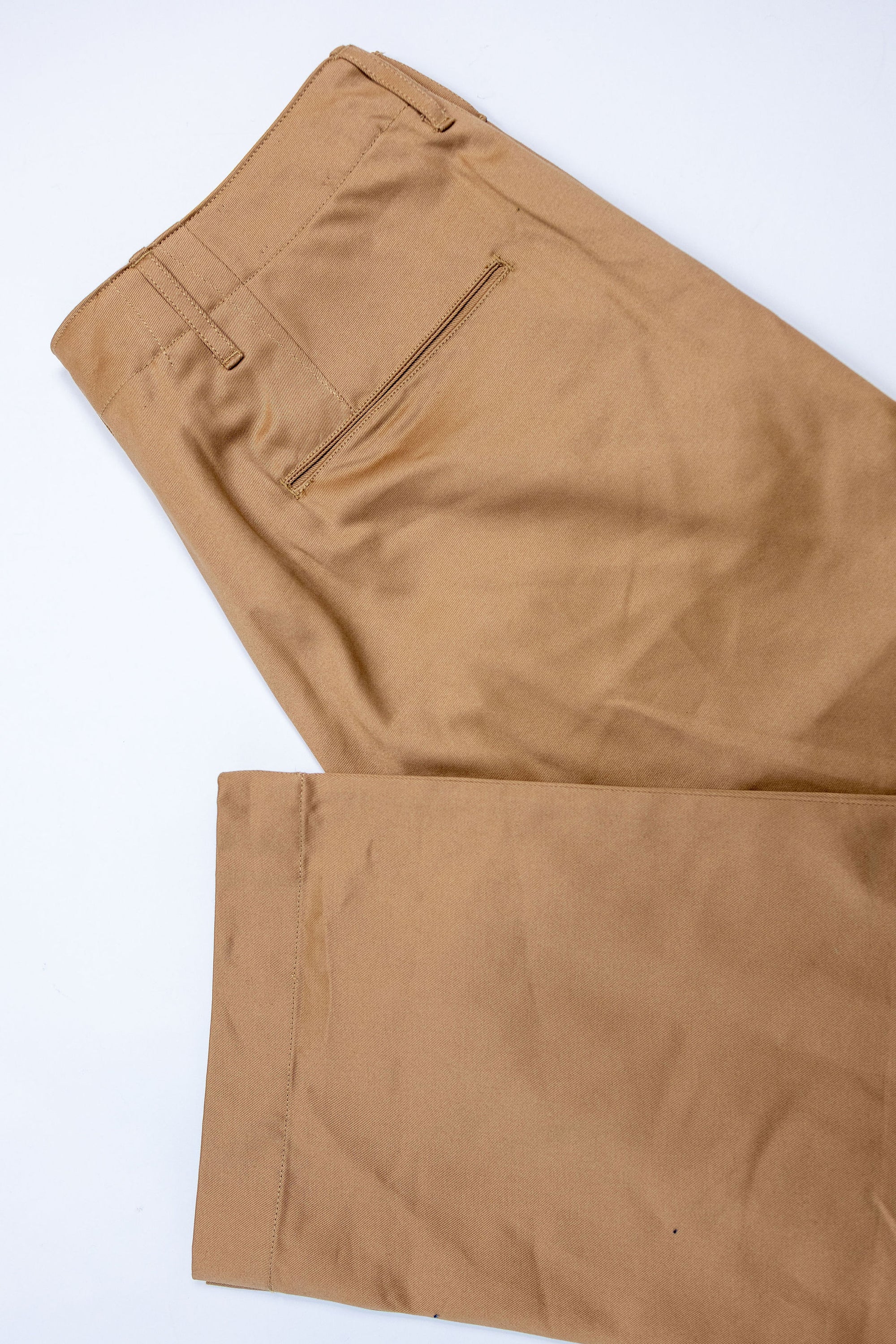 Buzz Rickson's M43035 Early Military Chinos 1945 Model in Camel - Laying flat, folded