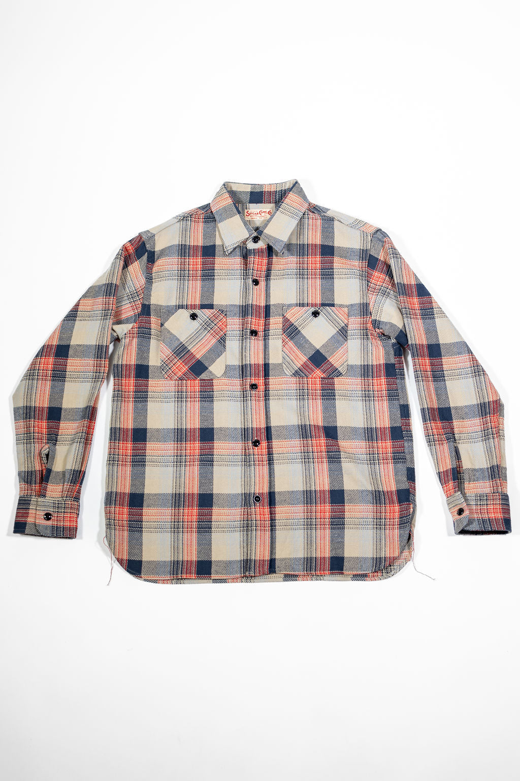 Sugar Cane Lot No. SC29562 Twill Check Work Shirt - Beige