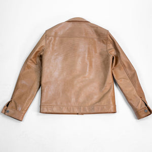 Y'2 persimmon Dyed Leather Jacket- back view flat