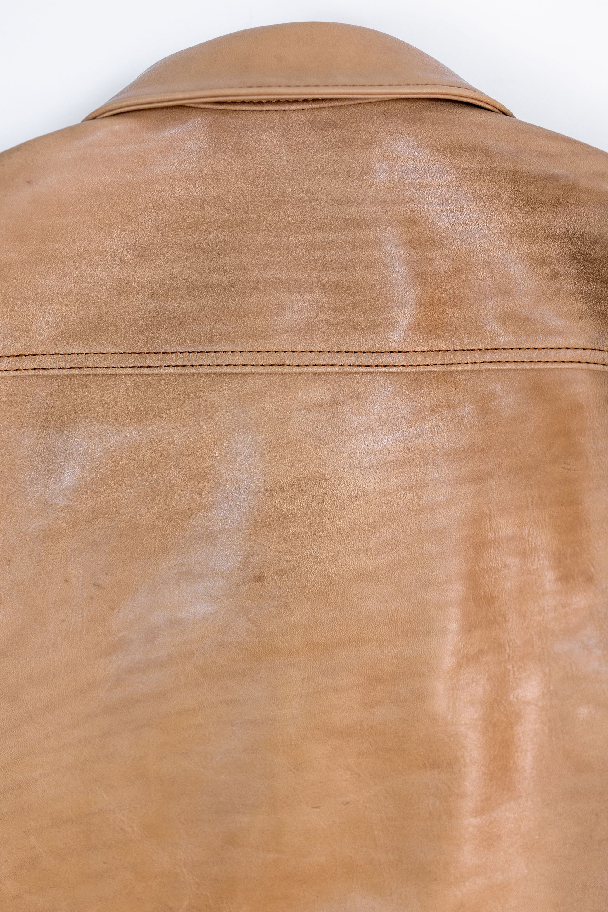 Y'2 persimmon Dyed Leather Jacket- detail of back