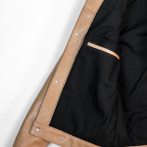 Y'2 persimmon Dyed Leather Jacket- lining detail shot