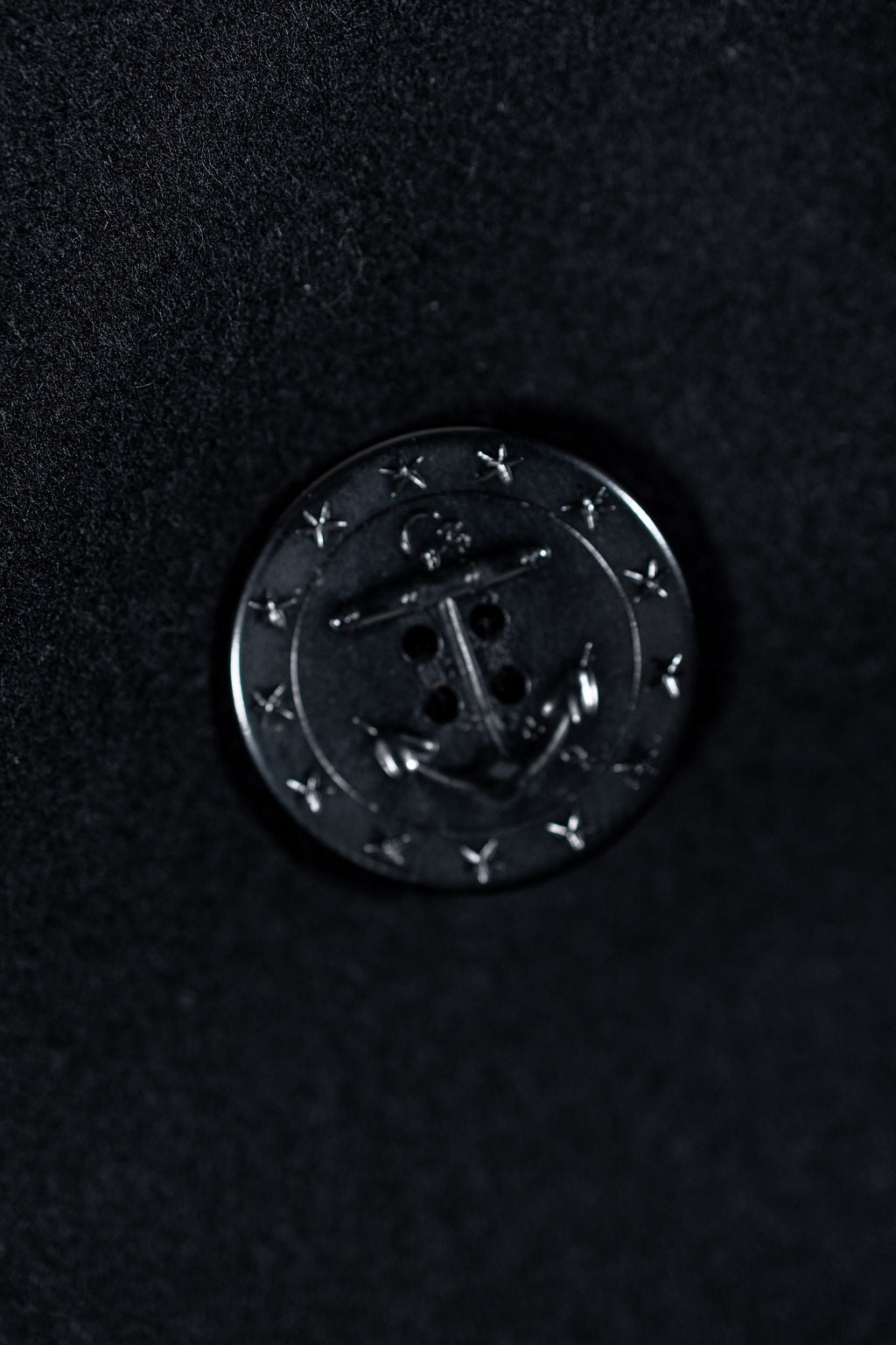 Buzz Rickson's BR12394 William Gibson Collection Black Pea Coat - Close-up on button