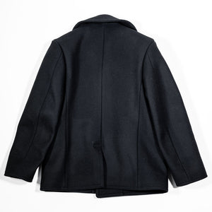 Buzz Rickson's BR12394 William Gibson Collection Black Pea Coat - Laying flat, rear view