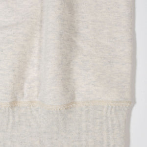 Buzz Rickson's BR65622 Set-in Crew Neck Sweatshirt in Oatmeal - Laying flat, close-up on waistband