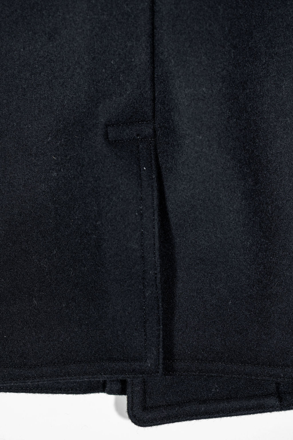 Buzz Rickson's BR12394 William Gibson Collection Black Pea Coat - Close-up on rear slit