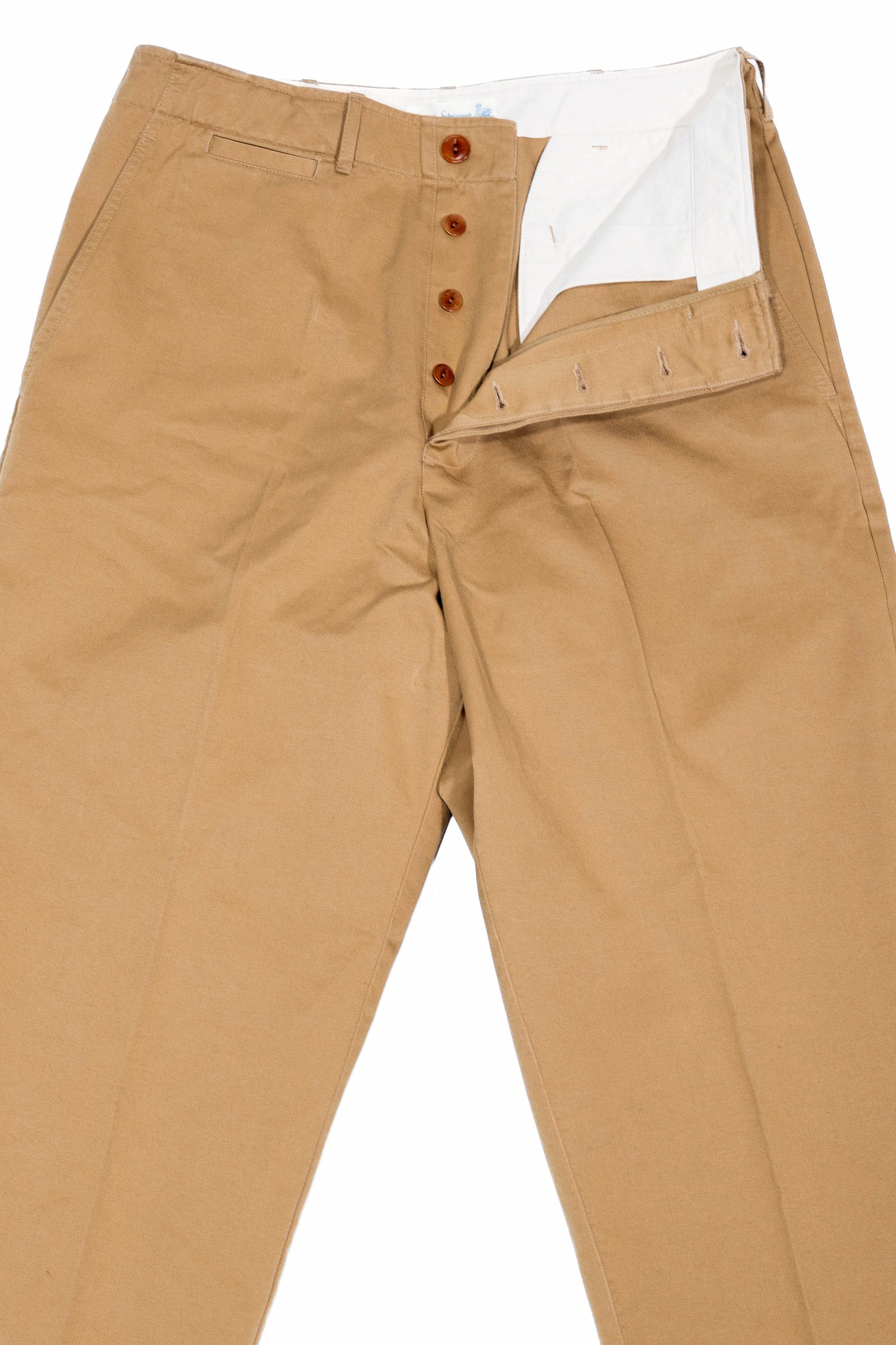 Merz b. Schwanen CHINO01 1920s Cotton Twill Worker Chino - Khaki