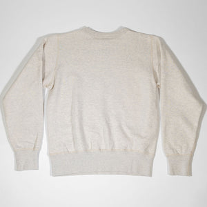 Buzz Rickson's BR65622 Set-in Crew Neck Sweatshirt in Oatmeal - Laying flat, rear view