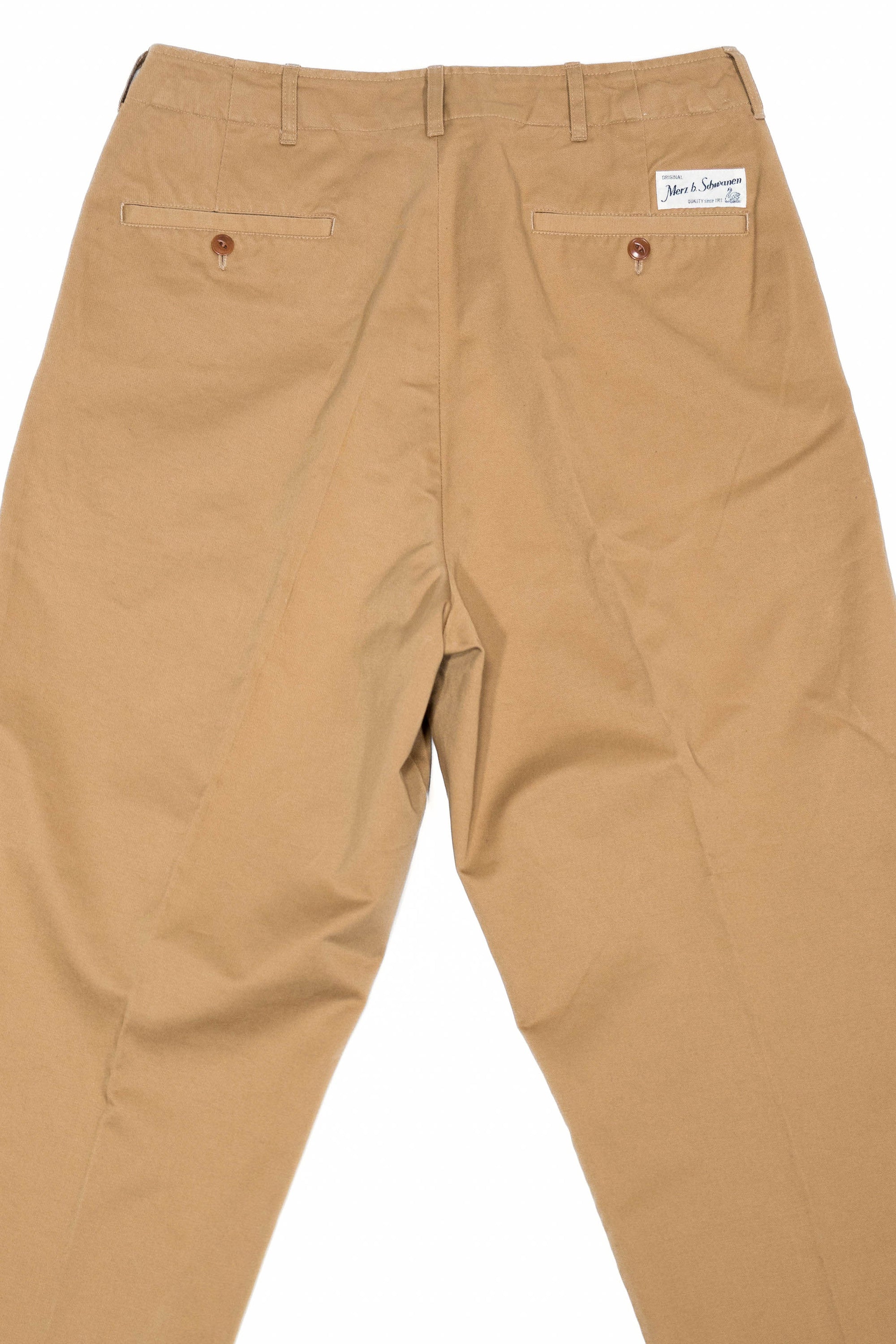 Merz b. Schwanen CHINO01 1920s Cotton Twill Worker Chino - Khaki
