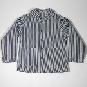 Buzz Rickson's BR15303 US Navy WWⅡ striped Utility Hickory Jacket - laying flat, front view
