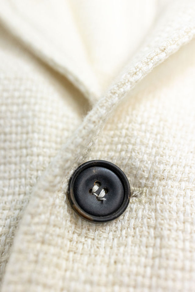 Hansen Garments Charlie Three Button Blazer - Off White Gauze - product shot - close up detail of button