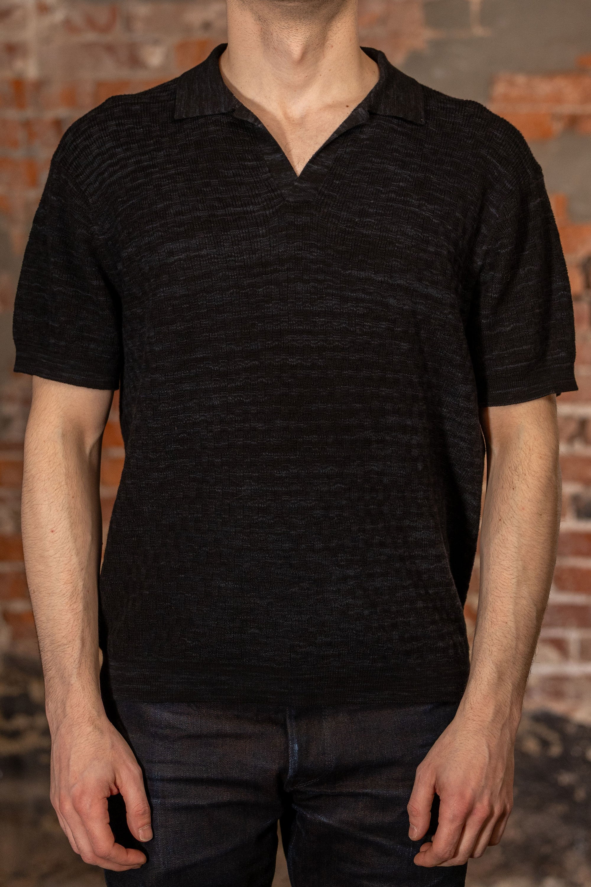 3sixteen Knit Polo - Vintage Black Boxweave