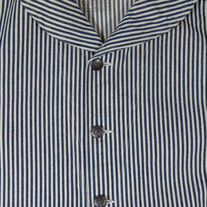 Buzz Rickson's BR15303 US Navy WWⅡ striped Utility Hickory Jacket - laying flat, front view close-up