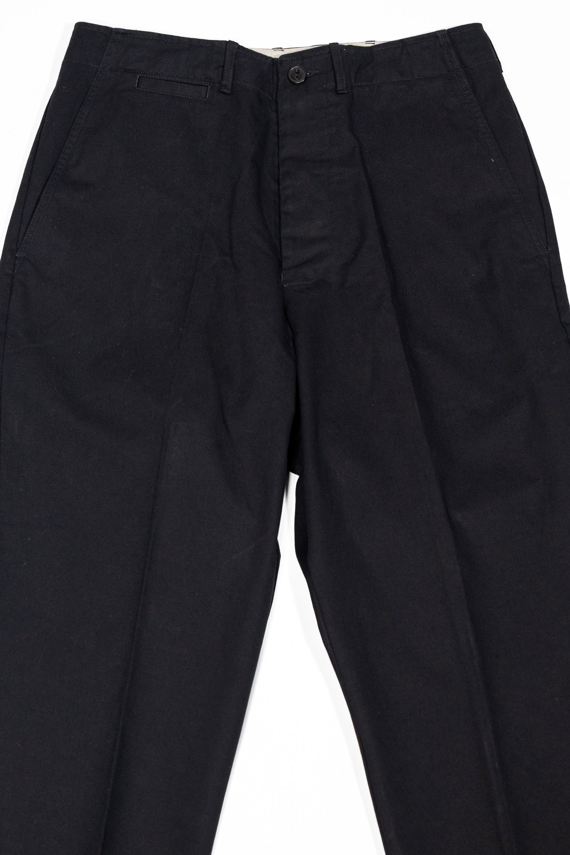 Merz b. Schwanen CHINO01 1920s Cotton Twill Worker Chino - Deep Black