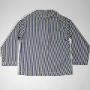 Buzz Rickson's BR15303 US Navy WWⅡ striped Utility Hickory Jacket - laying flat, rear view