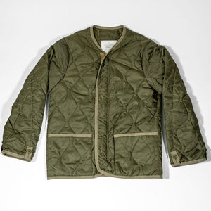 Buzz Rickson's BR15754 Type M-65 Liner in Olive - Laying flat, facing front