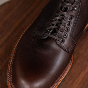 Alden Plain Toe boots - detail of toe and laces