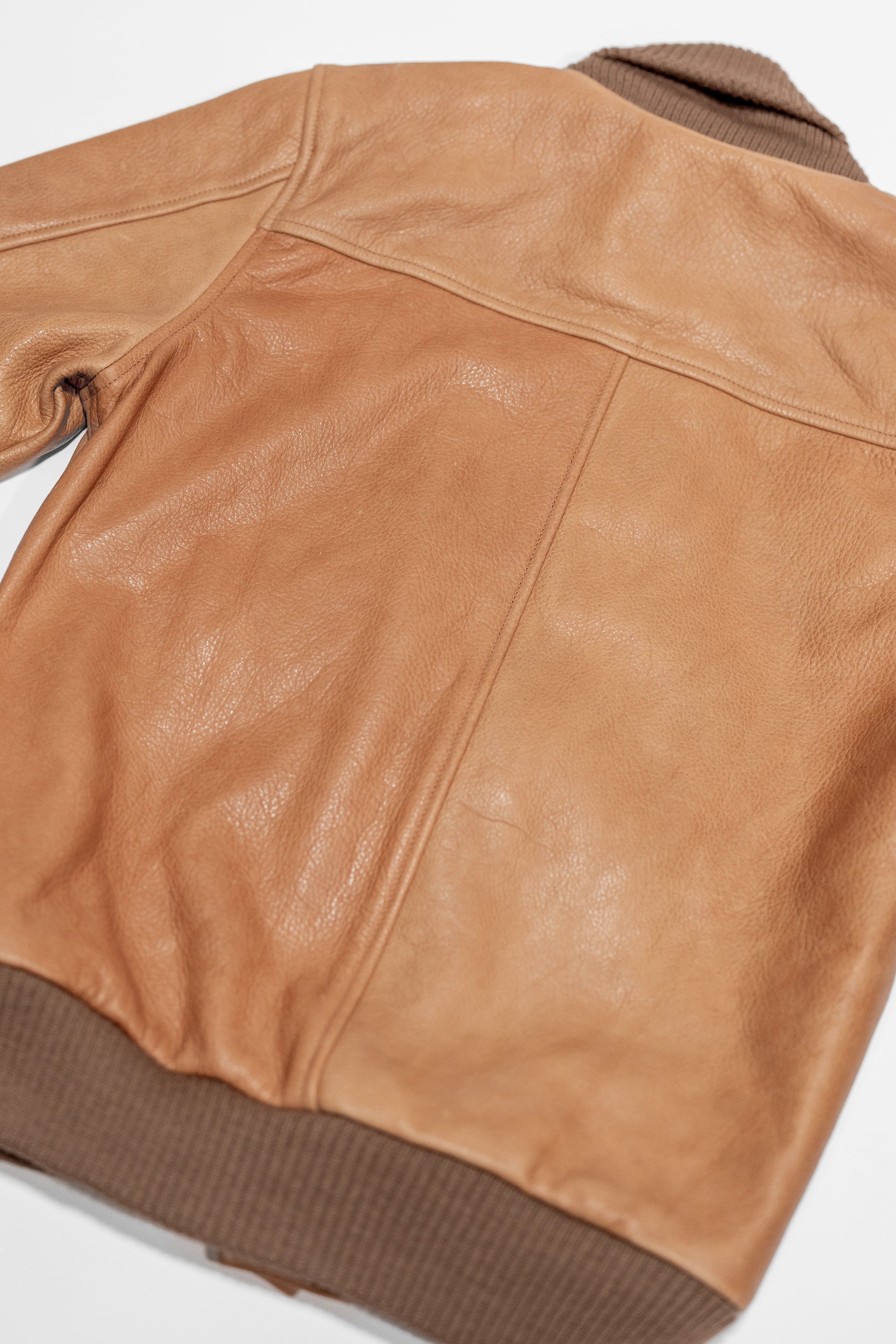 Dehen 1920 All-City Leather Jacket - Rust. close up of back detail