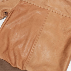 Dehen 1920 All-City Leather Jacket - Rust. close up of back detail
